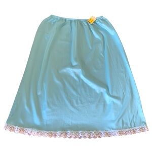 Vintage Warner’s Robin’s Egg Blue Half Slip Lace Trim Nylon Size 25” Length